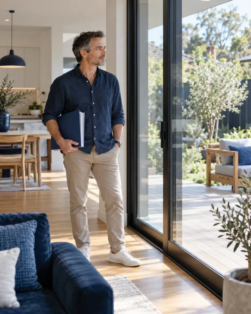 Owner-builder in a newly renovated extension of his Melbourne home