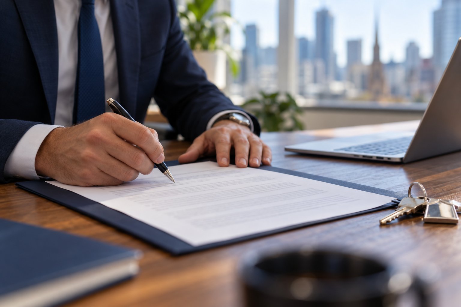Lawyer reviewing a commercial lease for a Victorian business