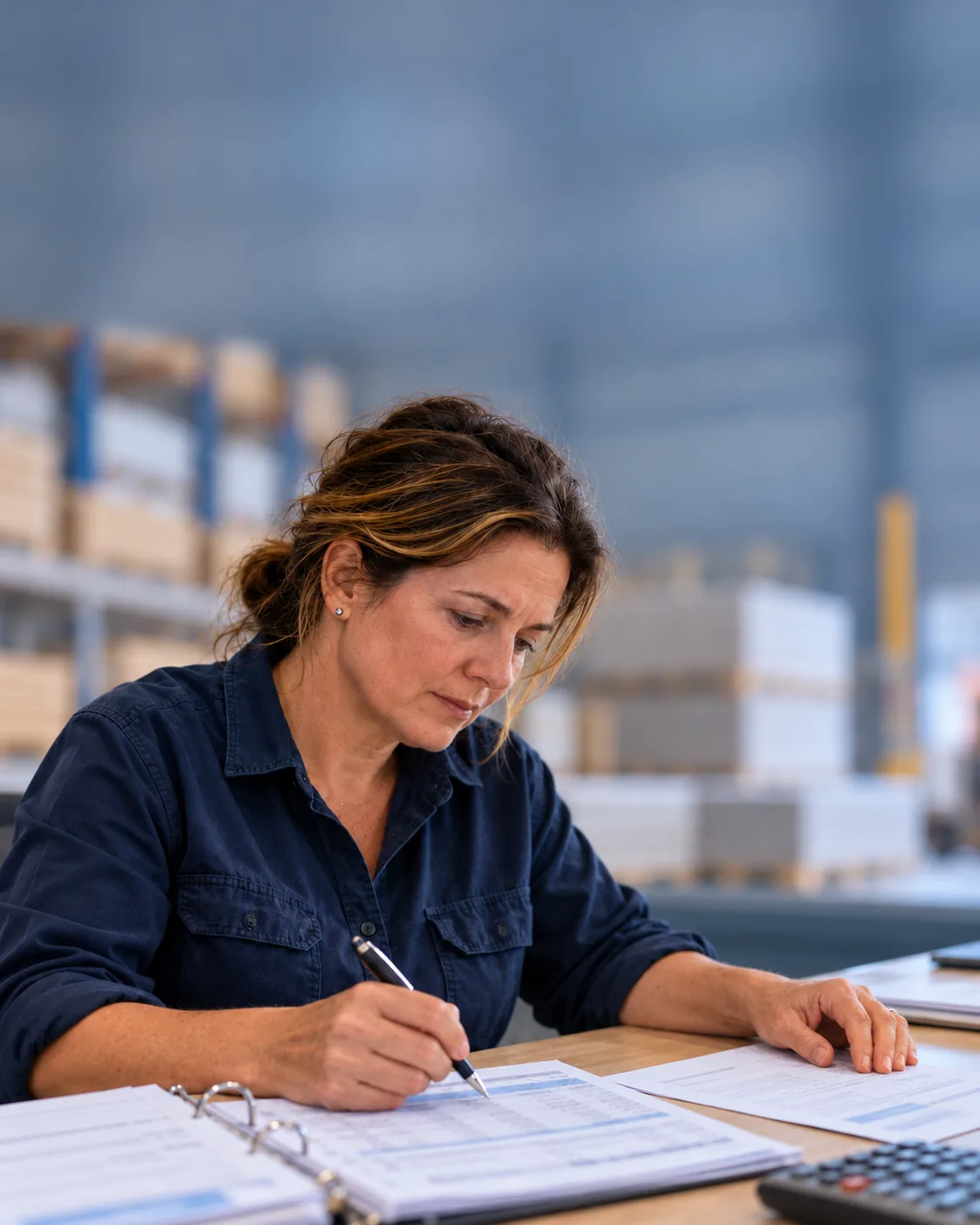 Business owner checking invoices and an account statement after receiving a liquidator’s letter